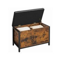 Cufar depozitare cu capac tapitat, design industrial, 80 x 40 x 50 cm