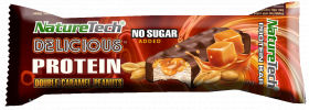 Baton energizant cu dublu caramel si alune Delicious, 60g, Nature Tech