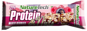 Baton energizant cu fructe de padure si nuci Protein & Nuts, 45g, Nature Tech