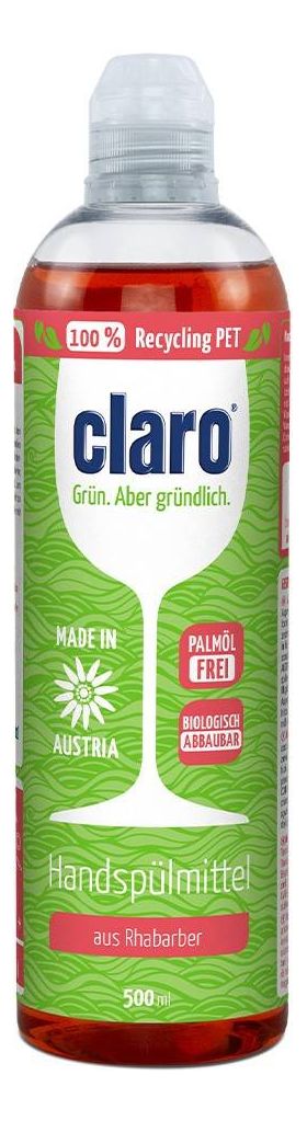 Detergent Lichid Pentru Spalarea Manuala A Vaselor, Cu Rubarba Eco-Bio 500ml - CLARO