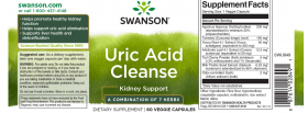 Uric Acid Cleanse (Sanatatea Rinichilor, Anti Guta) 60 cps - Swanson