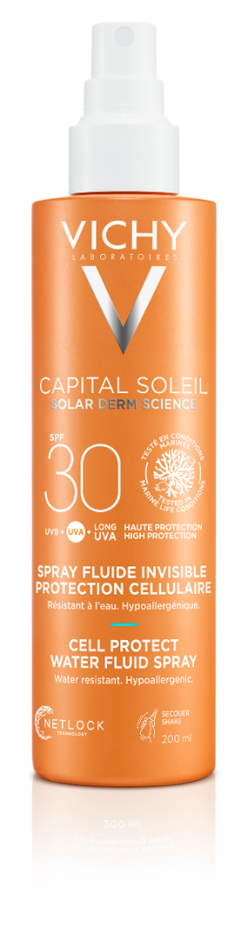 Fluid invizibil cu protectie solara SPF 30 pentru fata si corp Capital Soleil Cell Protect, 200ml, Vichy