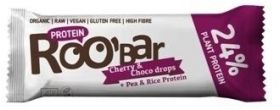 Baton proteic cu cirese si ciocolata raw Bio, 40g, Roobar