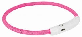 Zgarda cu led USB, Tpu/Nylon, XS-S, 35 cm/7 mm, Roz, 12706