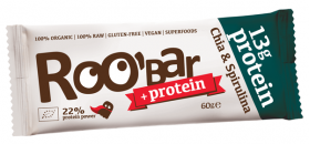 Baton proteic raw bio cu chia si spirulina 60g ROO BAR