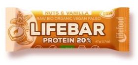 Baton proteic cu nuci si vanilie raw, fara gluten, eco-bio, 47g - Lifebar