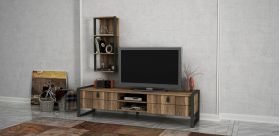 Mobilier pentru living Lost, Furny Home, 2 piese, 184.5x34x45 cm, maro