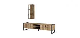 Mobilier pentru living Lost, Furny Home, 2 piese, 184.5x34x45 cm, maro