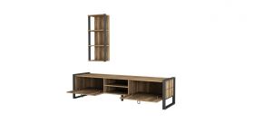 Mobilier pentru living Lost, Furny Home, 2 piese, 184.5x34x45 cm, maro