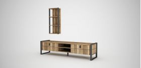 Mobilier pentru living Lost, Furny Home, 2 piese, 184.5x34x45 cm, maro