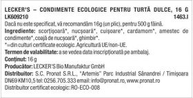 Condimente pentru turta dulce, eco-bio, 16g - Lecker’s