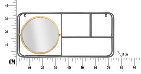 Oglinda de perete cu rafturi Circle, Mauro Ferretti, 74.5x12x35 cm, fier