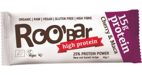 Baton proteic cu cirese si maca raw eco-bio 60g - ROO BAR