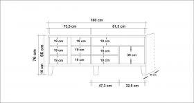 Comoda TV, Sapphire, Marina Mila, 160 x 76 x 45 cm, pal melaminat, maro