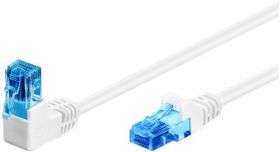 Cablu U/UTP Goobay, cat6, patch cord, cotit la 90°, 10m, alb/albastru