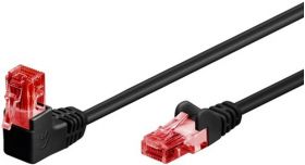 Cablu U/UTP Goobay, cat6, patch cord, cotit la 90°, 10m, negru/rosu