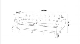 Canapea extensibila cu 3 locuri, Unique Design, 867UNQ1329, Lemn de carpen, Gri