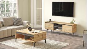 Mobilier living, Locelso, AR12, pal melaminat, stejar/antracit