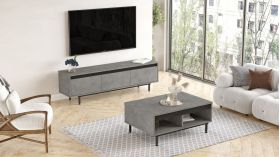 Mobilier living, Locelso, LV33, pal melaminat, gri/negru