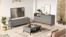 Mobilier living, Locelso, LV36, pal melaminat, gri/negru