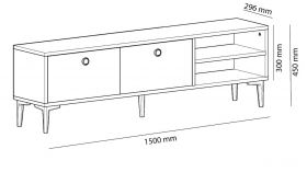 Comoda TV, Olivia, Clara, 150 x 45 x 29.6 cm, pal melaminat, stejar