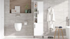 Dulap multifunctional, Locelso, VI2-W, 45x173.6x35.5 cm, Alb