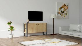 Comoda TV, Puqa Design, Milano, 110x59x32 cm, PAL, Safir / Negru