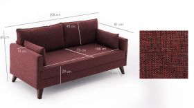 Canapea extensibila cu 3 locuri, Balcab Home, 825BLC1517, Lemn / MDF, Rosu claret