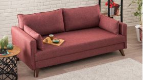 Canapea extensibila cu 3 locuri, Balcab Home, 825BLC1517, Lemn / MDF, Rosu claret