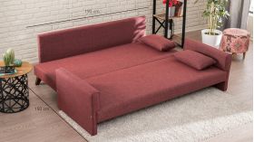 Canapea extensibila cu 3 locuri, Balcab Home, 825BLC1517, Lemn / MDF, Rosu claret