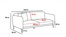 Canapea extensibila cu 3 locuri, Balcab Home, 825BLC2754, Lemn de fag, Antracit