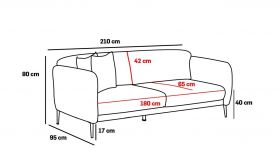 Canapea extensibila cu 3 locuri, Balcab Home, 825BLC2837, Lemn de fag, Crem / Aur