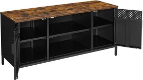 Comoda TV Industrial, Vasagle, 120 x 40 x 55 cm, PAL/otel, negru