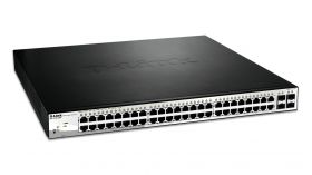 D-Link DGS-1210-52MP switch-uri Gestionate L2 Gigabit Ethernet (10/100/1000) Power over Ethernet (PoE) Suport 1U Negru (DGS-1210-52MP)
