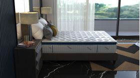 Saltea cu arcuri Somnomed Complete Care 4Family 180x200, înălțime 26 cm, spumă cu memorie, husa tratament antifungic, fermitate mediu-tare, sistem aerisire 3D
