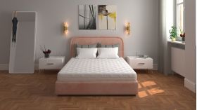 Saltea cu spumă poliuretanică SOMNART 180x200, înălțime 20 cm, ortopedică, husă detașabilă cu fermoar, rulată, fermitate medie