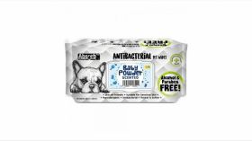 Servetele umede Antibacterial Pet WET Wipes, BABY POWDER- pachet 80 buc