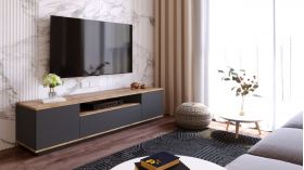 Comoda TV FR7 - AA, Locelso, 180x44.5x44.6 cm, natural/antracit