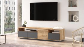 Comoda TV FR5 - AA, Locelso, 180x44.5x44.6 cm, natural/antracit