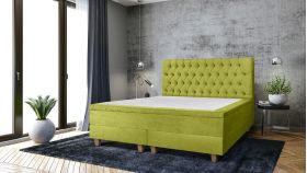 Pat matrimonial, Stockholm, Chester E, 180x200 cm, saltea tip Pocket, topper memory, Verde