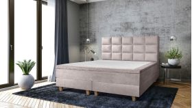 Pat matrimonial, Stockholm, Cubic E, 180x200 cm, saltea tip Pocket, topper memory, Taupe