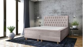 Pat matrimonial, Stockholm, Chester E, 140x200 cm, saltea tip Pocket, topper memory, Taupe