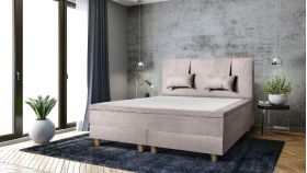 Pat matrimonial, Stockholm, Classic E, 140x200 cm, saltea tip Pocket, topper memory, Taupe