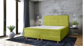 Pat matrimonial, Stockholm, Dots E, 140x200 cm, saltea tip Pocket, topper memory, Verde