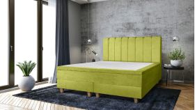 Pat matrimonial, Stockholm, Lines E, 140x200 cm, saltea tip Pocket, topper memory, Verde