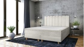 Pat matrimonial, Stockholm, Lines E, 140x200 cm, saltea tip Pocket, topper memory, Bej