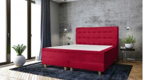 Pat matrimonial, Stockholm, Buttons E, 160x200 cm, saltea tip Pocket, topper memory, Rosu