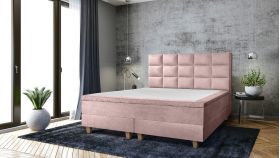 Pat matrimonial, Stockholm, Cubic E, 160x200 cm, saltea tip Pocket, topper memory, Roz pudra