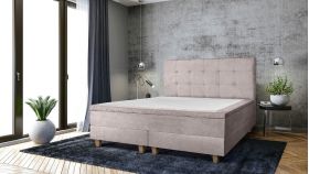 Pat matrimonial, Stockholm, Dots E, 180x200 cm, saltea tip Pocket, topper memory, Taupe