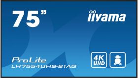 iiyama IIYAMA LH7554UHS-B1AG 75inch 3840x2160 UHD IPS panel Haze 25percent 500cd/m Landscape and Portrait Signal FailOver Speakers (LH7554UHS-B1AG)